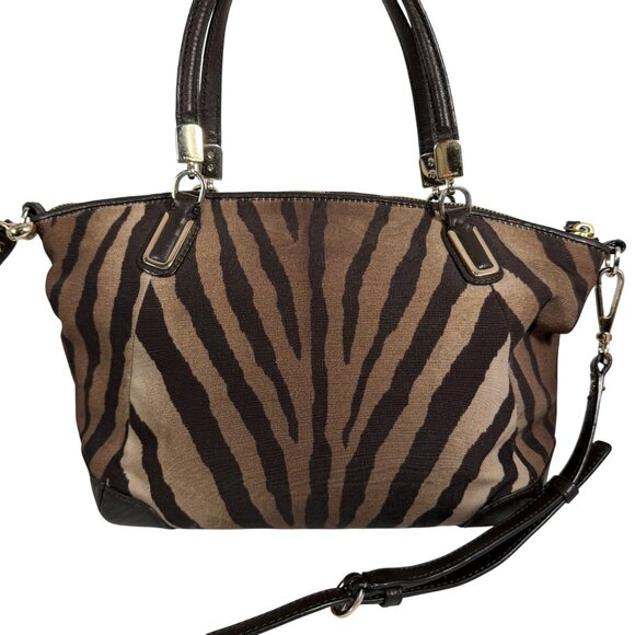COACH Madison Kelsey Zebra Print Satchel Shoulder Crossbody Bag 28093 *No Tag - Picture 4 of 12